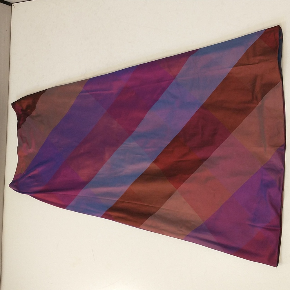 Silk Maxi Skirt Diagonal Stripe Colorful Pink Purple Copper 28Waist 39Hips 43Lng - Picture 8 of 13